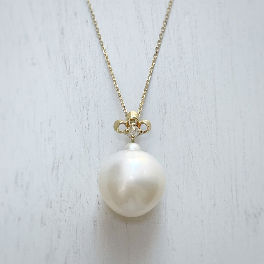 [現品] Pearl Necklace - Crown - / K18・White Sapphire