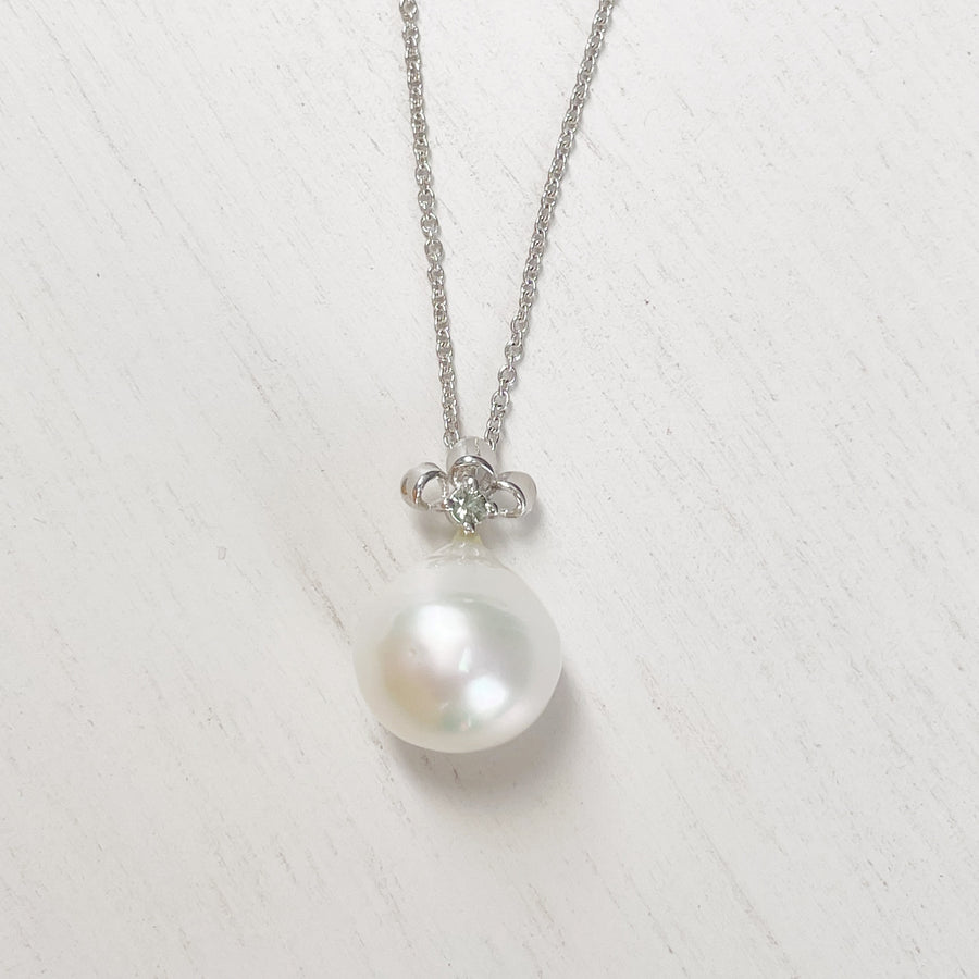 [現品] Pearl Necklace - Crown - / SV・Green Sapphire